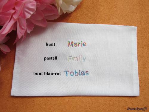 2. Stickerei Name - Datum Schrift dick