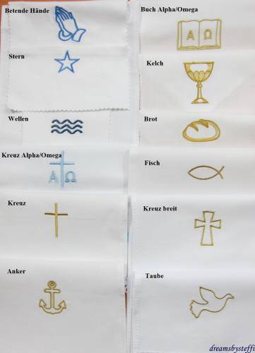 Taufkleid lang - Leinwand - gesticktes Motiv - Satin