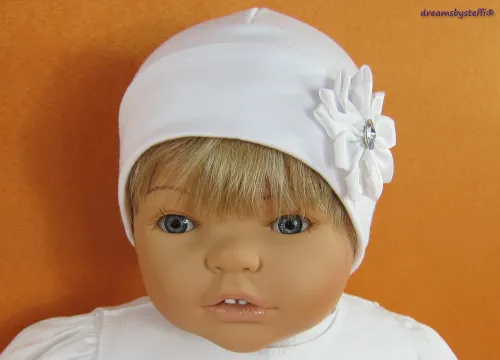 Taufmütze Umschlag mit Blume Baby Mädchen