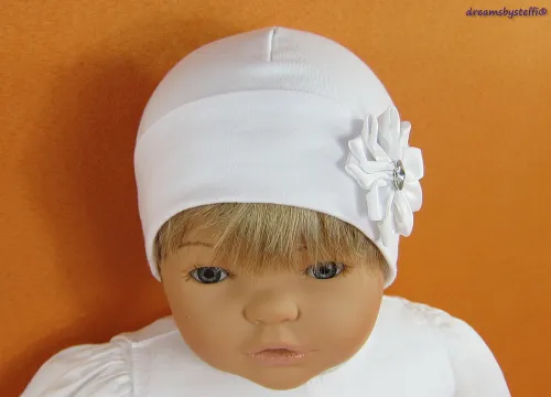 Taufmütze Umschlag mit Blume Baby Mädchen