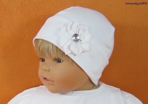 Taufmütze Umschlag mit Blume Baby Mädchen